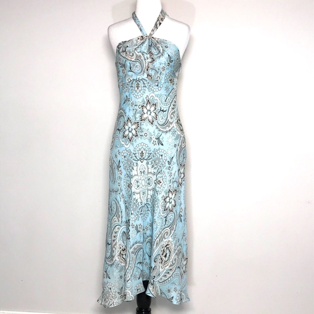 Ann Taylor Blue Paisley Backless Dress